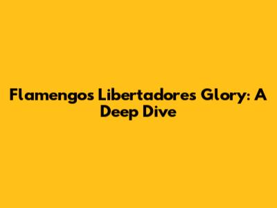 Flamengo's Libertadores Glory: A Deep Dive